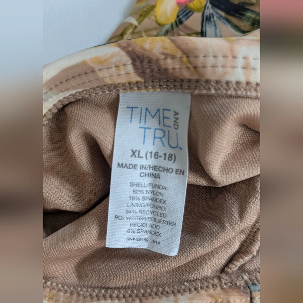 TIME AND TRU Women's 2-PC Floral Bikini Set Top And High Waist Bottom Sz XL - Picture 13 of 13